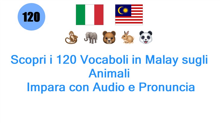Scopri i 120 Vocaboli in Malay sugli Animali: Impara con Audio e Pronuncia